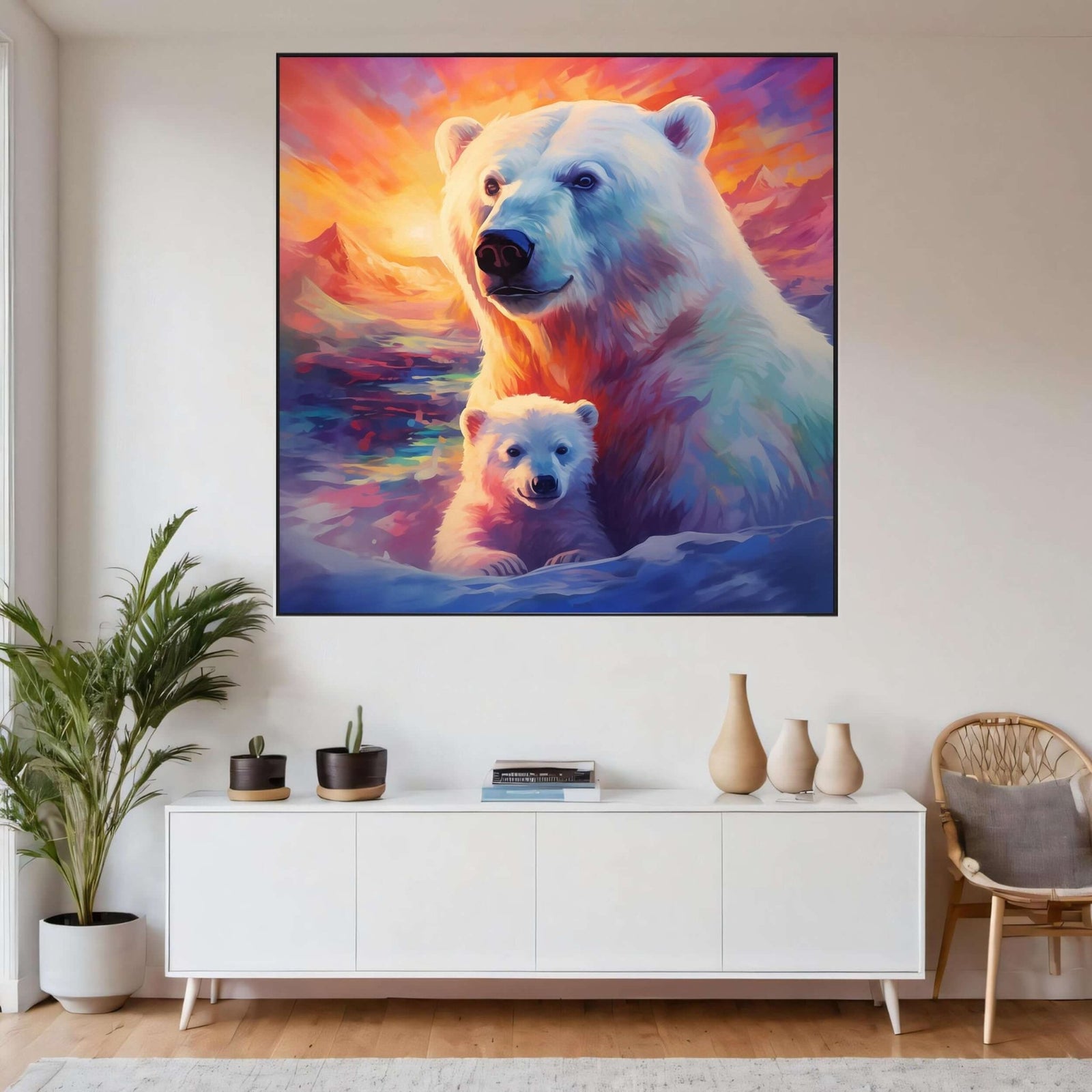 Isbjørnmor i soloppgang