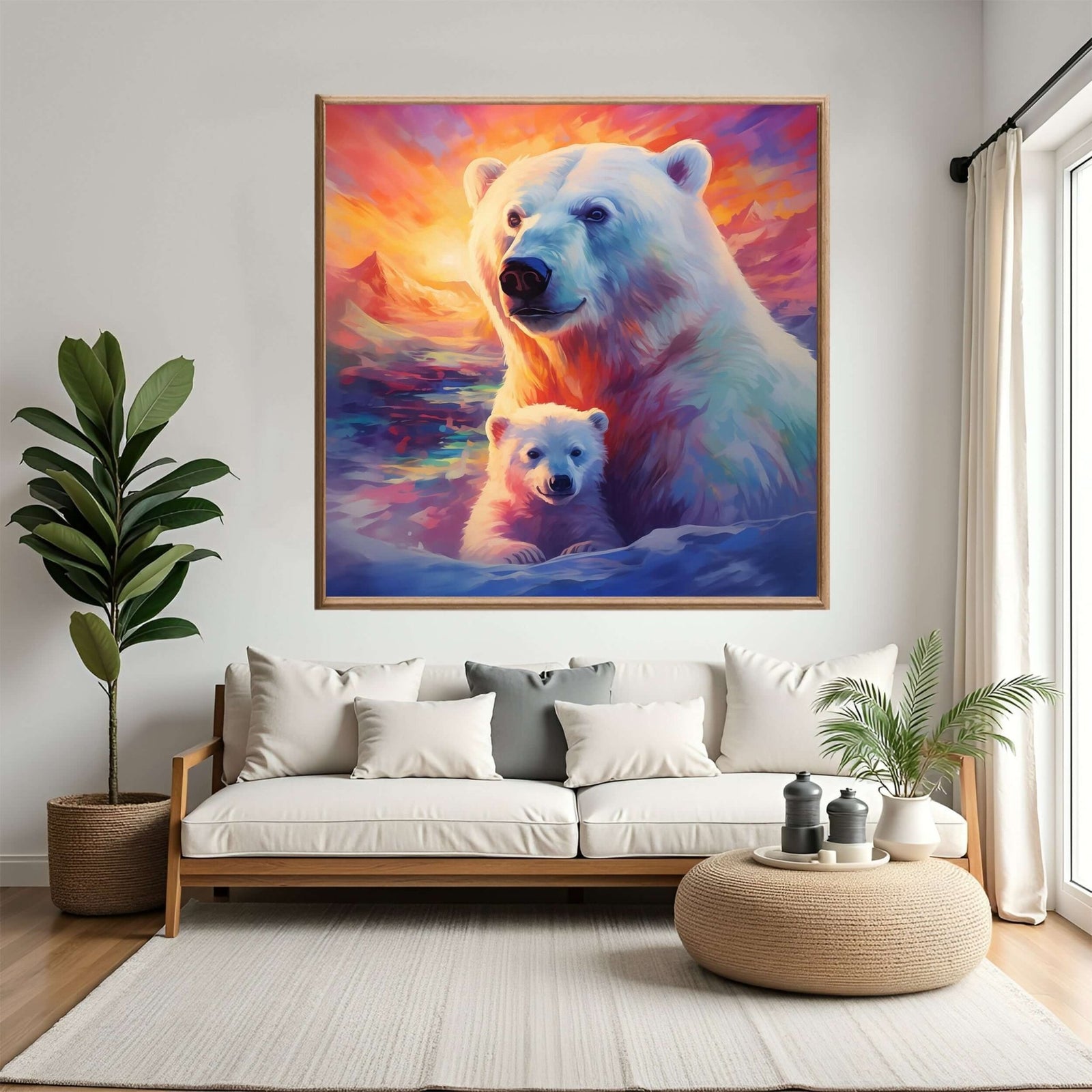 Isbjørnmor i soloppgang