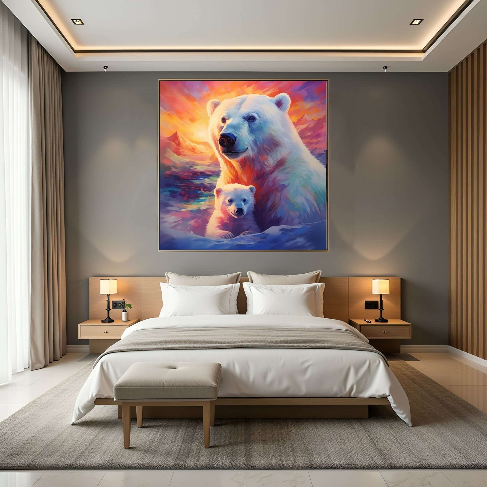 Isbjørnmor i soloppgang