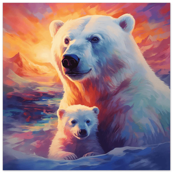 Isbjørnmor i soloppgang