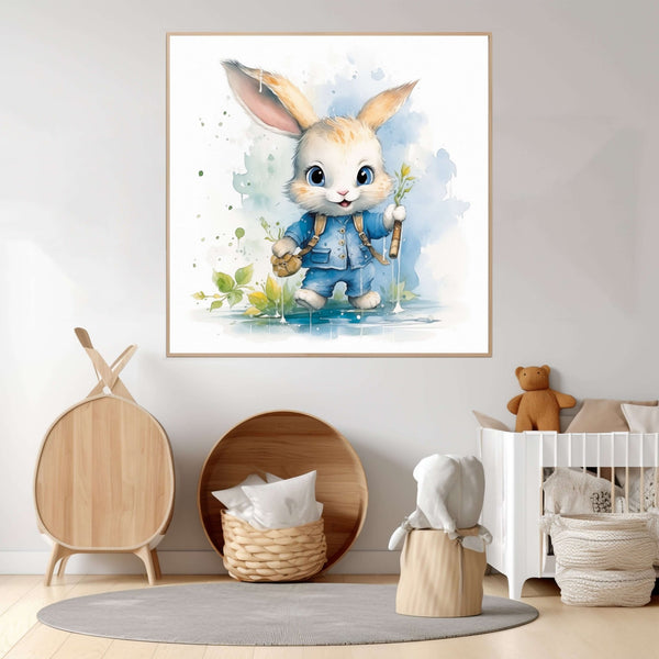 Kanin på tur - moderne digitalt maleri med oljemalingstekstur. Trykkes på papir, lerret og akryl. KBentz.no