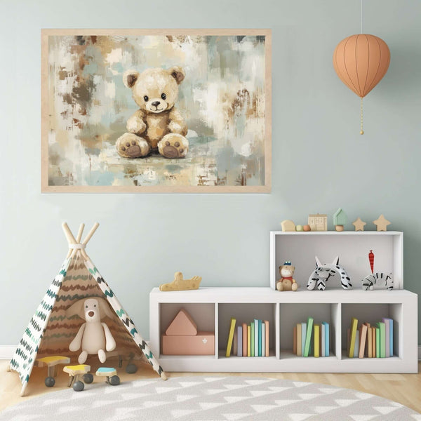 Kosevenn i Plysj - Barnerom - moderne digitalt maleri med oljemalingstekstur. Trykkes på papir, lerret og akryl. KBentz.no