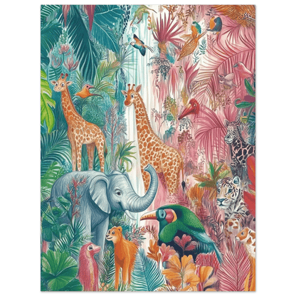 Magisk jungelliv – KI digital oljemaling trykket på papir, lerret, aluminium, akryl og tre | KBentz.no