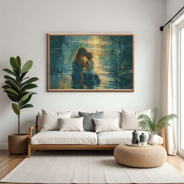 Mor og barn - moderne digitalt maleri med oljemalingstekstur. Trykkes på papir, lerret og akryl. KBentz.no