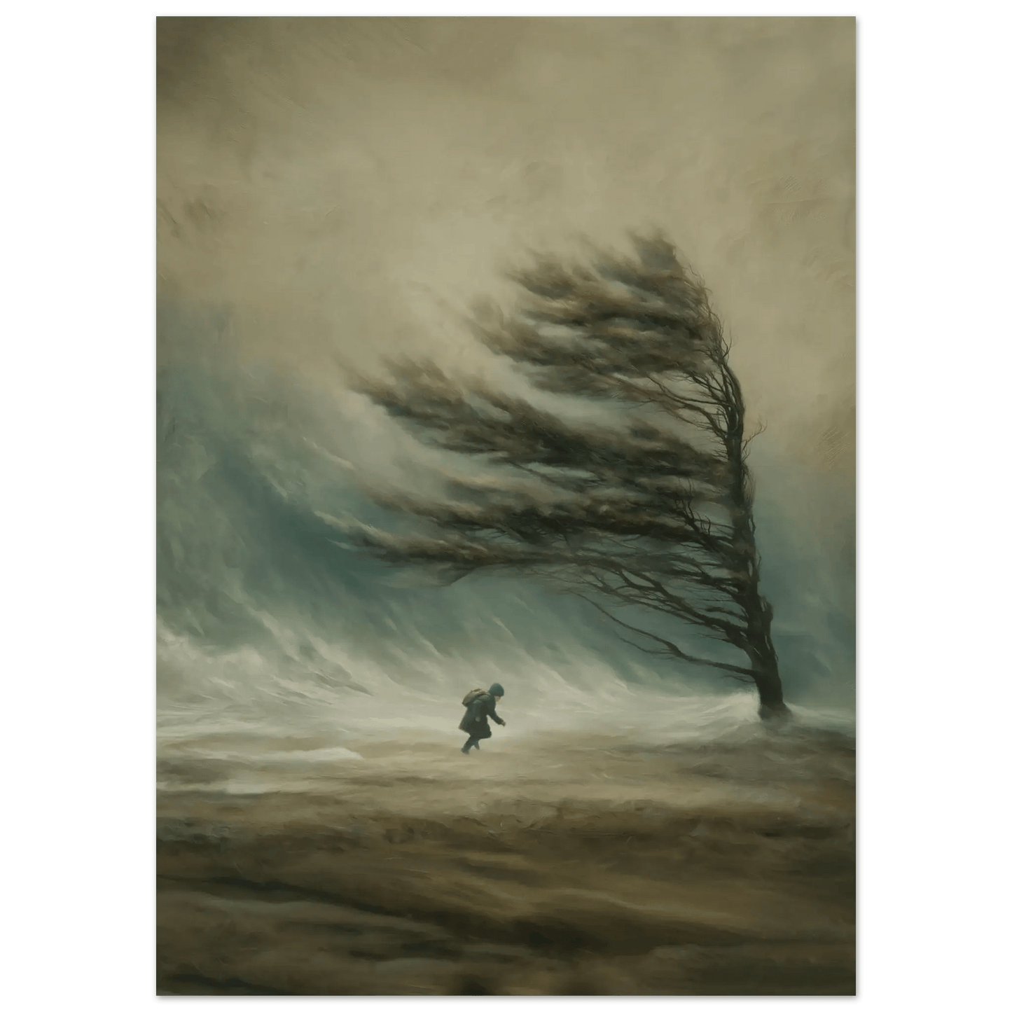 Motvind – KI digital oljemaling trykket på papir, lerret, aluminium, akryl og tre | KBentz.no