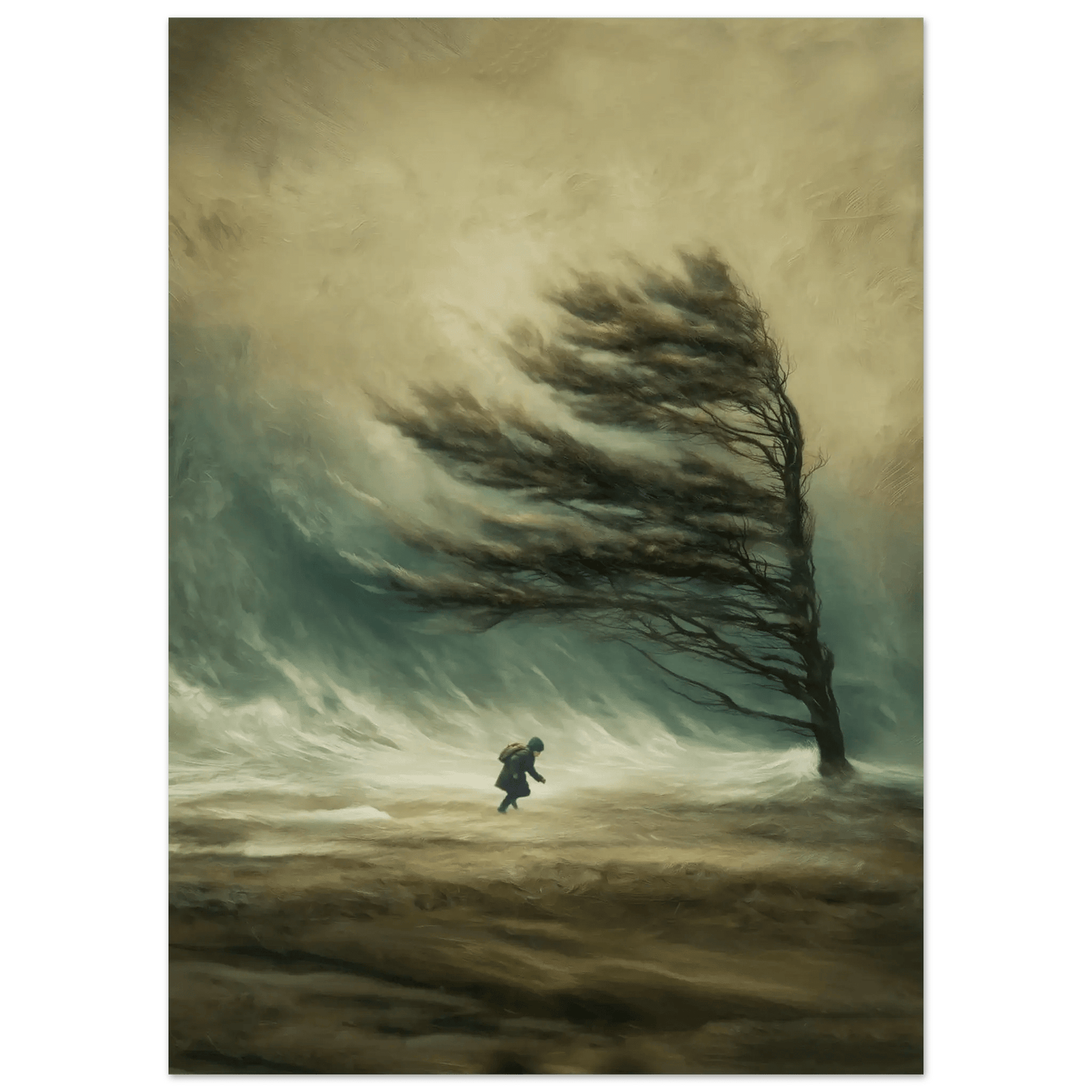 Motvind – KI digital oljemaling trykket på papir, lerret, aluminium, akryl og tre | KBentz.no