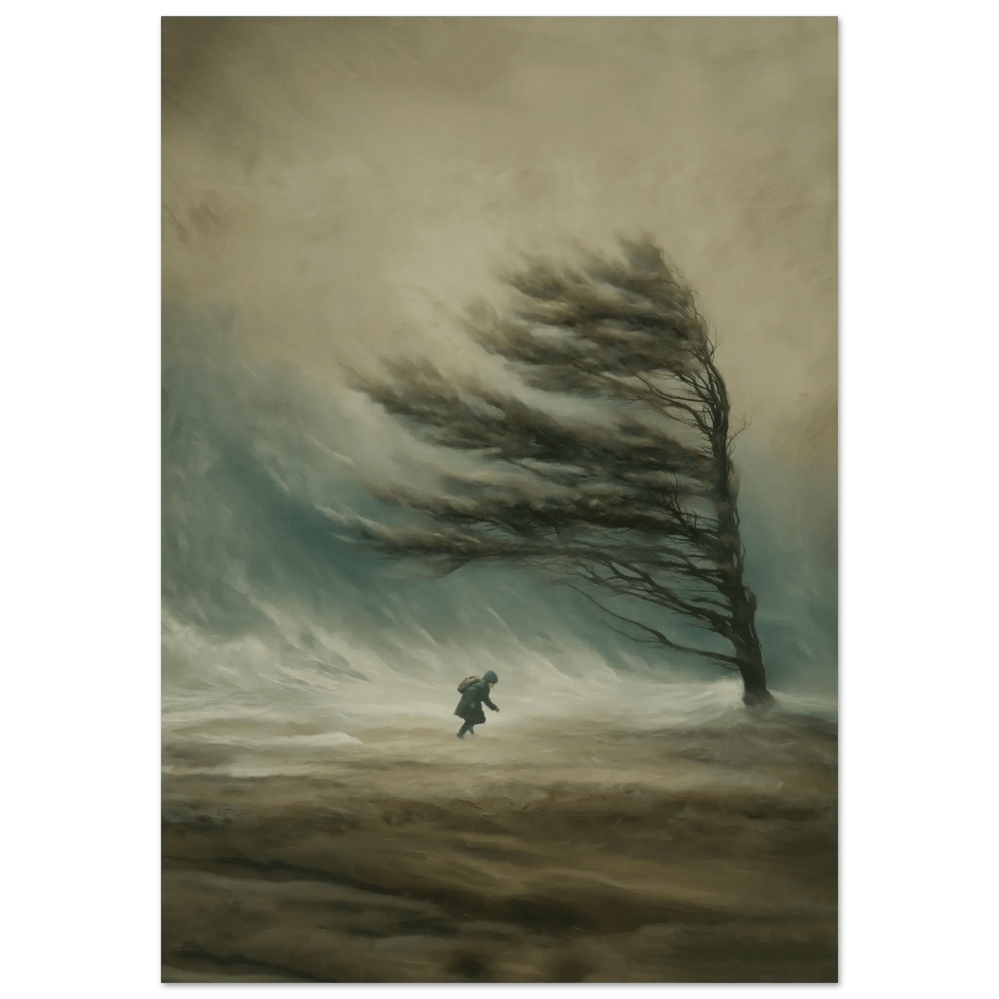 Motvind – KI digital oljemaling trykket på papir, lerret, aluminium, akryl og tre | KBentz.no