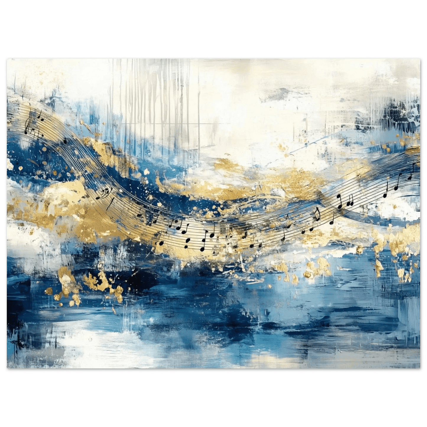 Musikkens bølger – KI digital oljemaling trykket på papir, lerret, aluminium, akryl og tre | KBentz.no