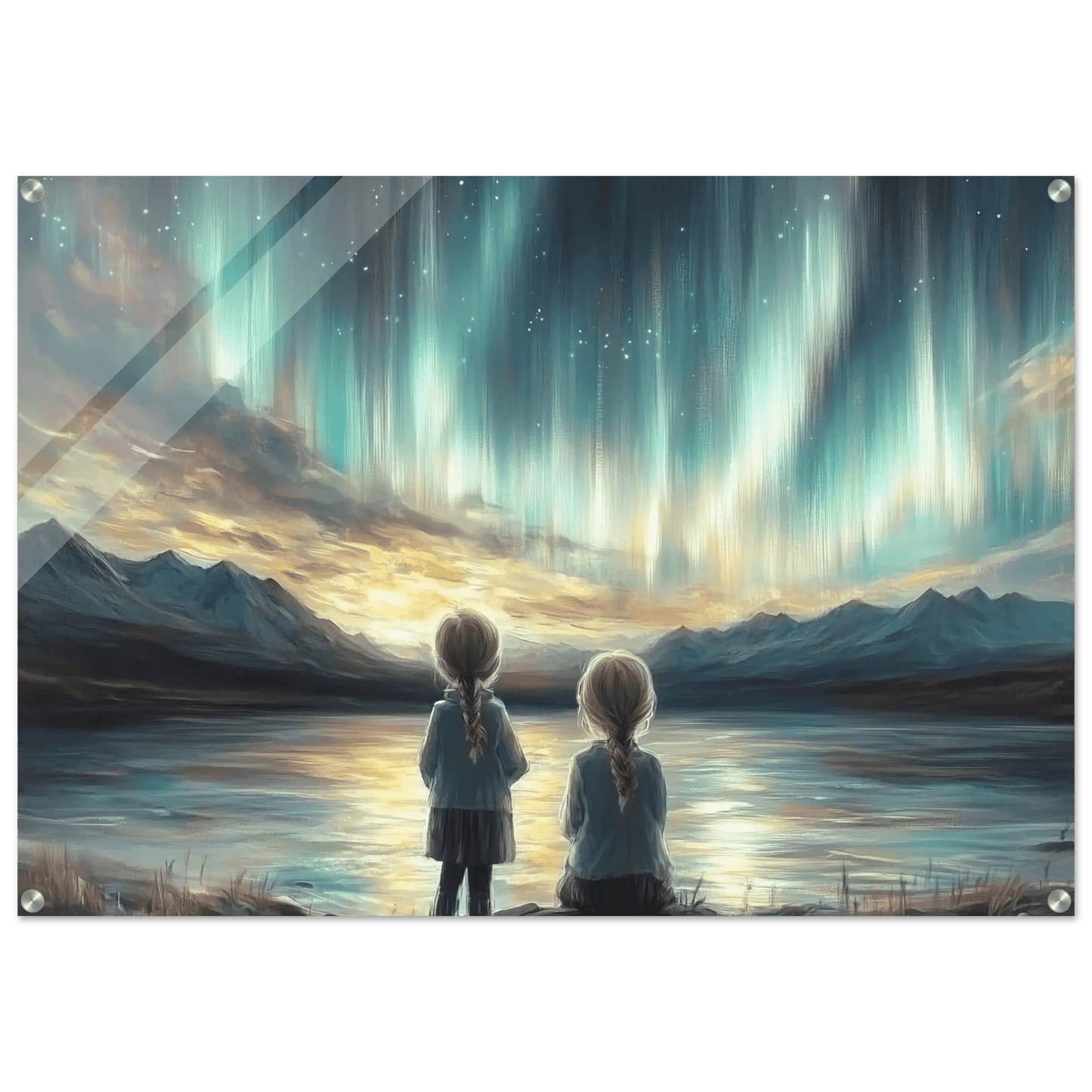 Nordlyskveld – KI digital oljemaling trykket på papir, lerret, aluminium, akryl og tre | KBentz.no