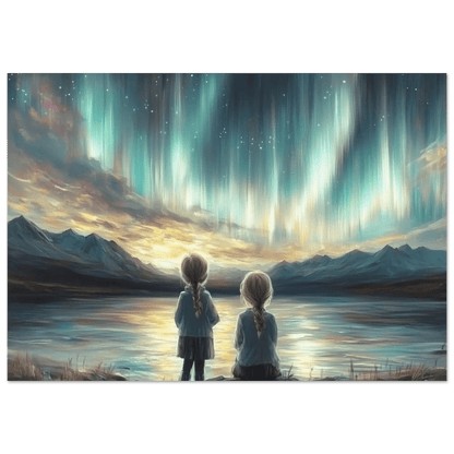 Nordlyskveld – KI digital oljemaling trykket på papir, lerret, aluminium, akryl og tre | KBentz.no