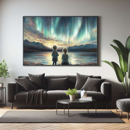 Nordlyskveld – KI digital oljemaling trykket på papir, lerret, aluminium, akryl og tre | KBentz.no