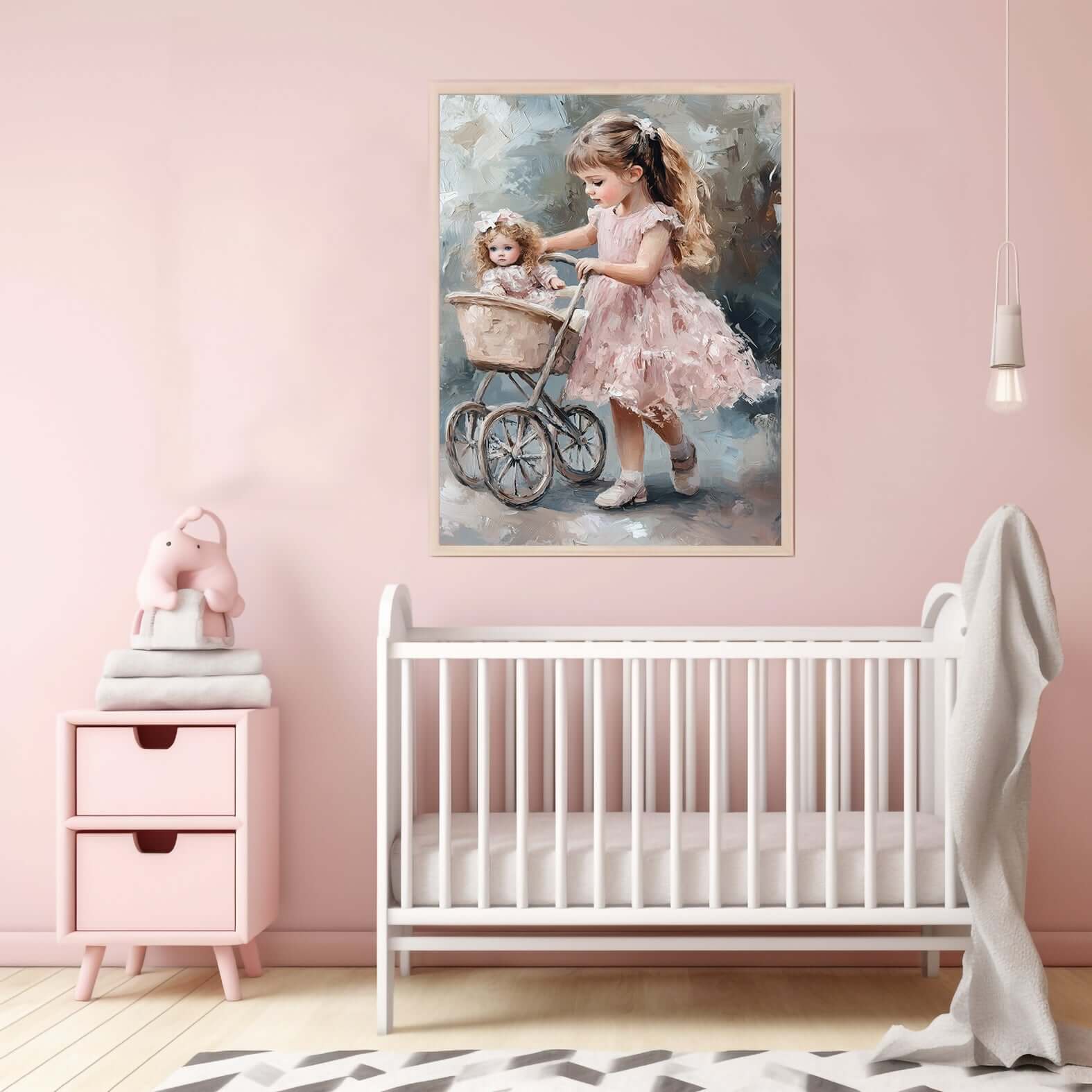 Pike og dukke på trilletur