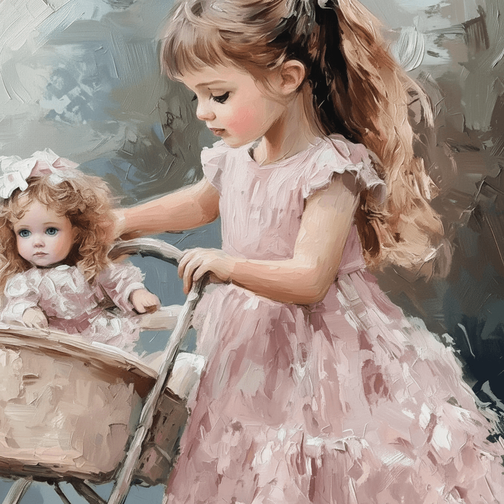 Pike og dukke på trilletur