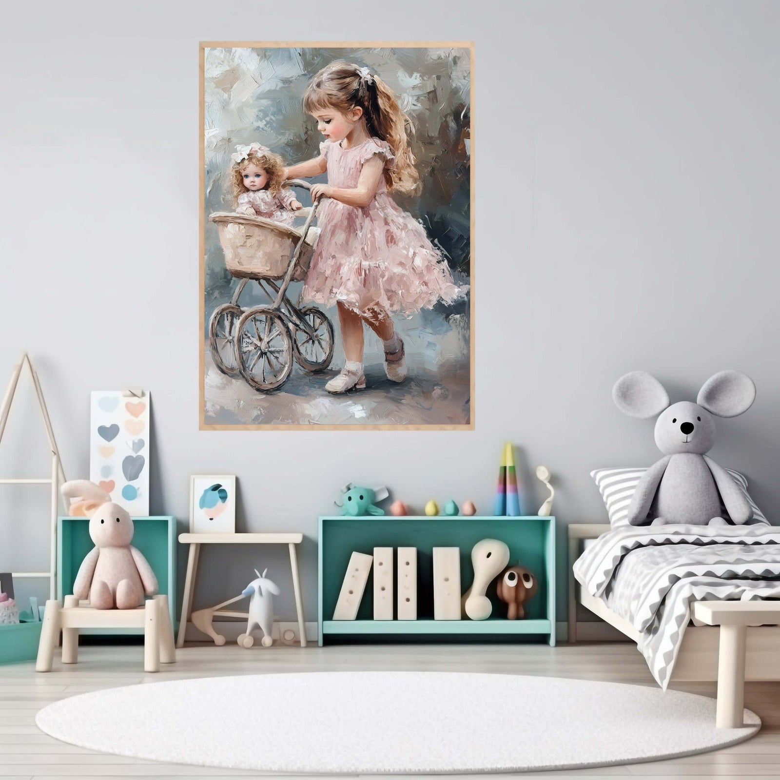 Pike og dukke på trilletur