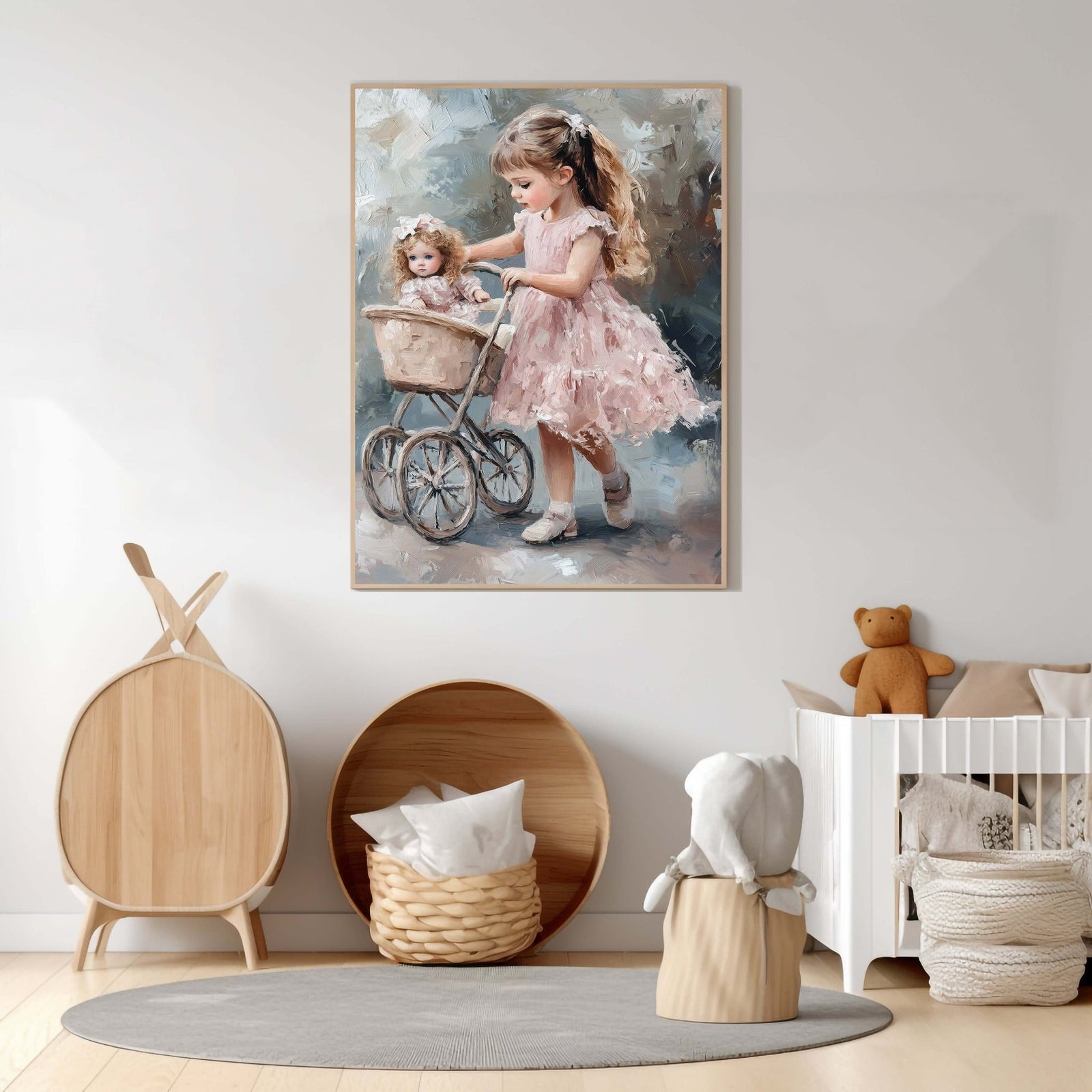 Pike og dukke på trilletur