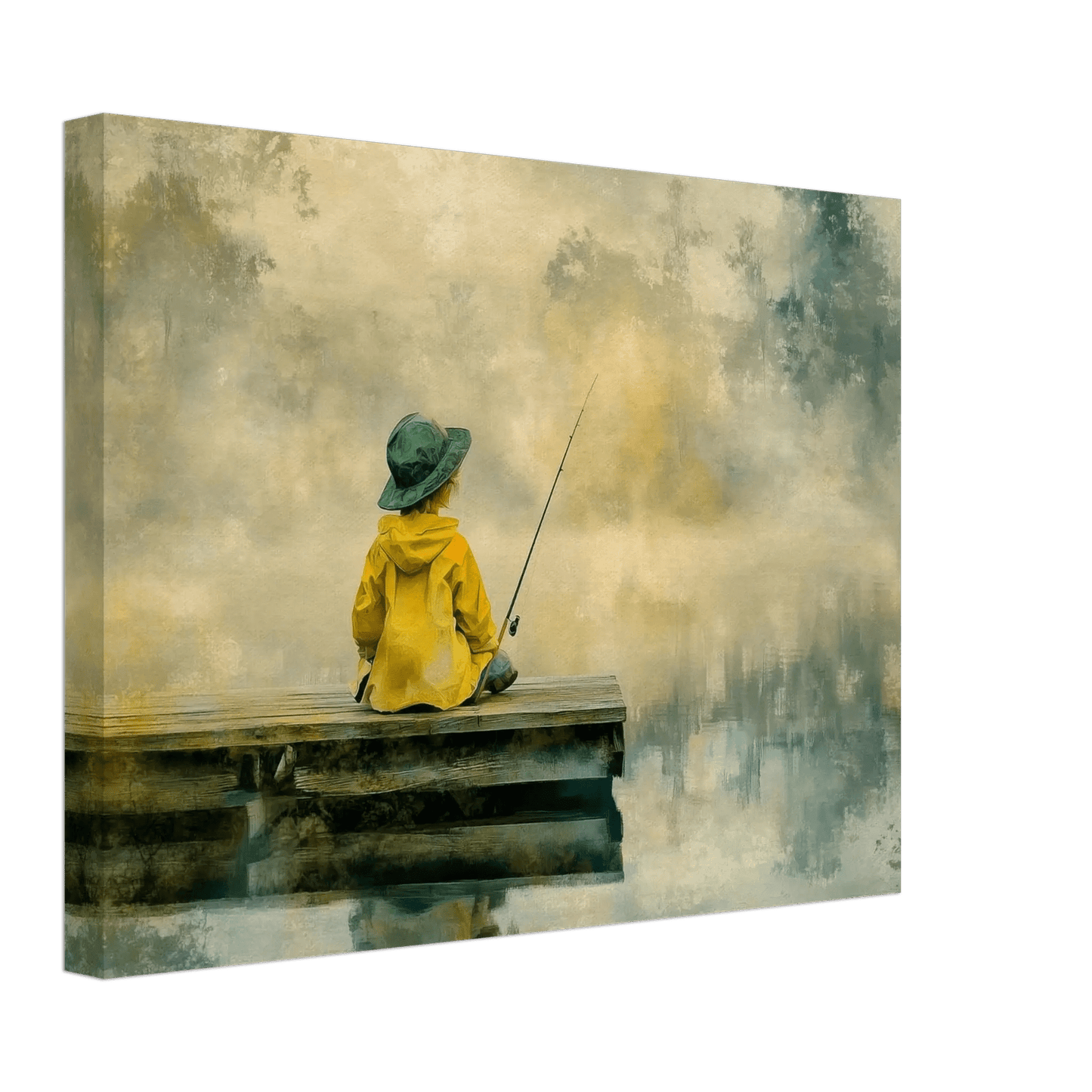 Rolig fisketur – KI digital oljemaling trykket på papir, lerret, aluminium, akryl og tre | KBentz.no