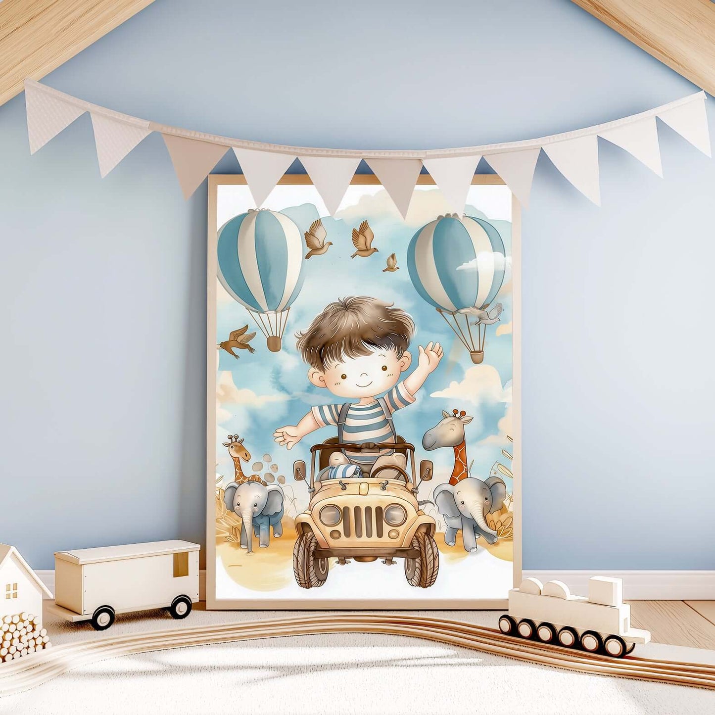 Safari Eventyr – KI digital oljemaling trykket på papir, lerret, aluminium, akryl og tre | KBentz.no