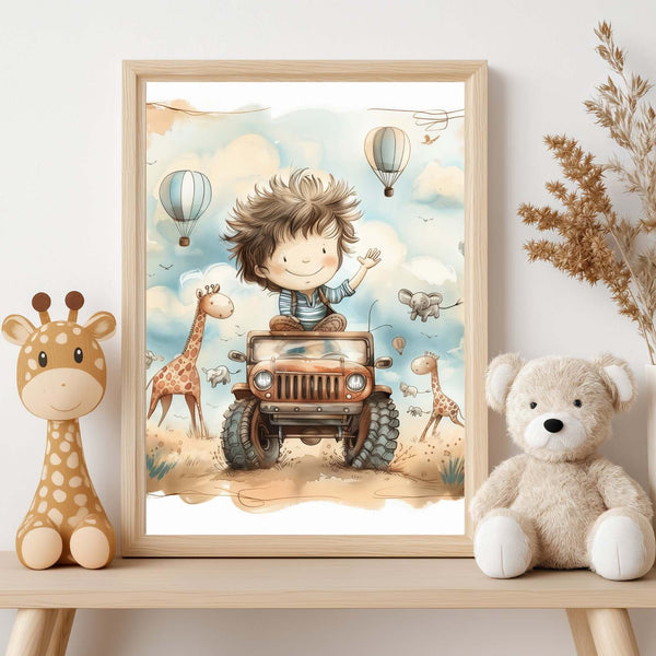 Safaritur – KI digital oljemaling trykket på papir, lerret, aluminium, akryl og tre | KBentz.no