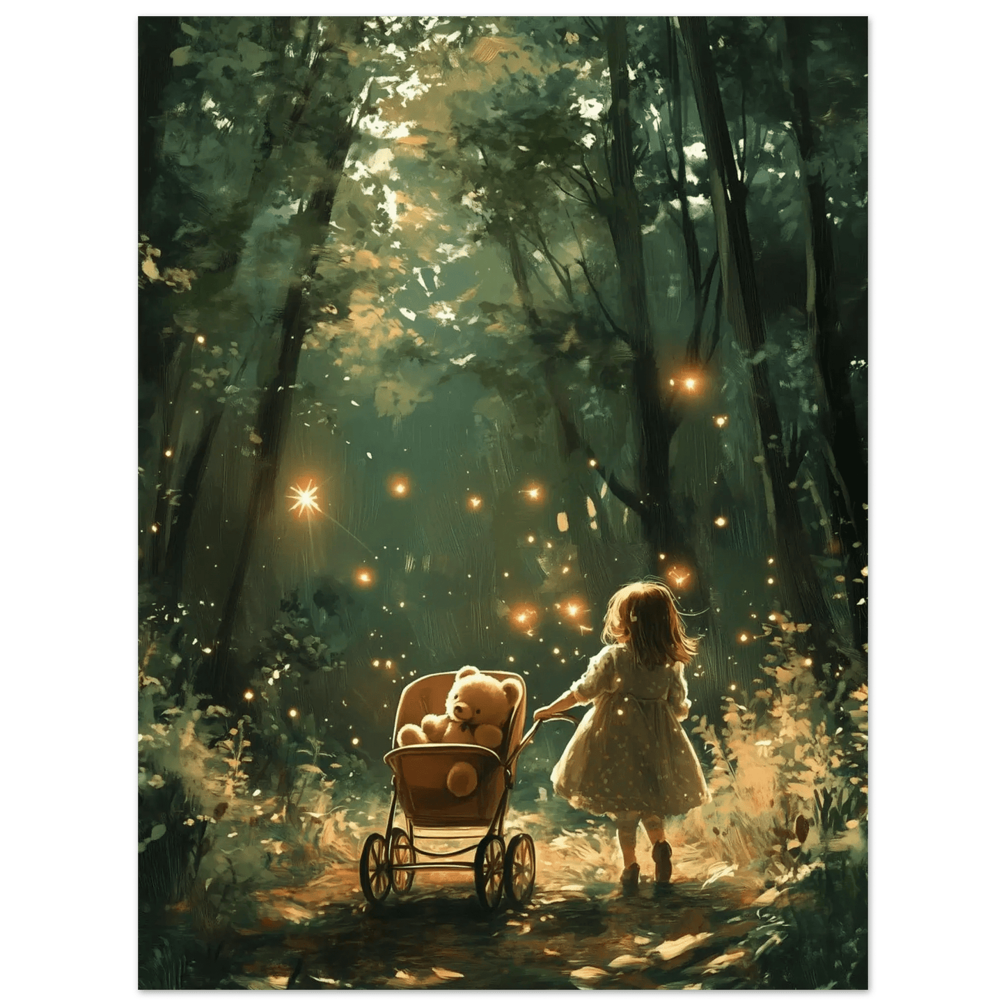 Skogstur – KI digital oljemaling trykket på papir, lerret, aluminium, akryl og tre | KBentz.no