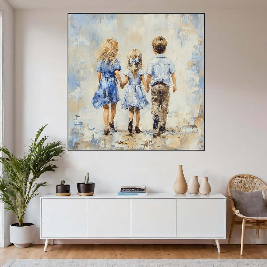 Søskenkjærlighet – KI digital oljemaling trykket på papir, lerret, aluminium, akryl og tre | KBentz.no