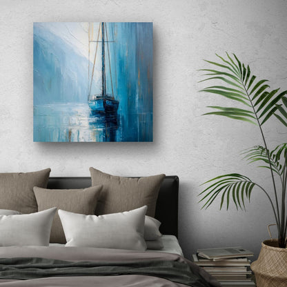 Stillhetens seilas – KI digital oljemaling trykket på papir, lerret, aluminium, akryl og tre | KBentz.no