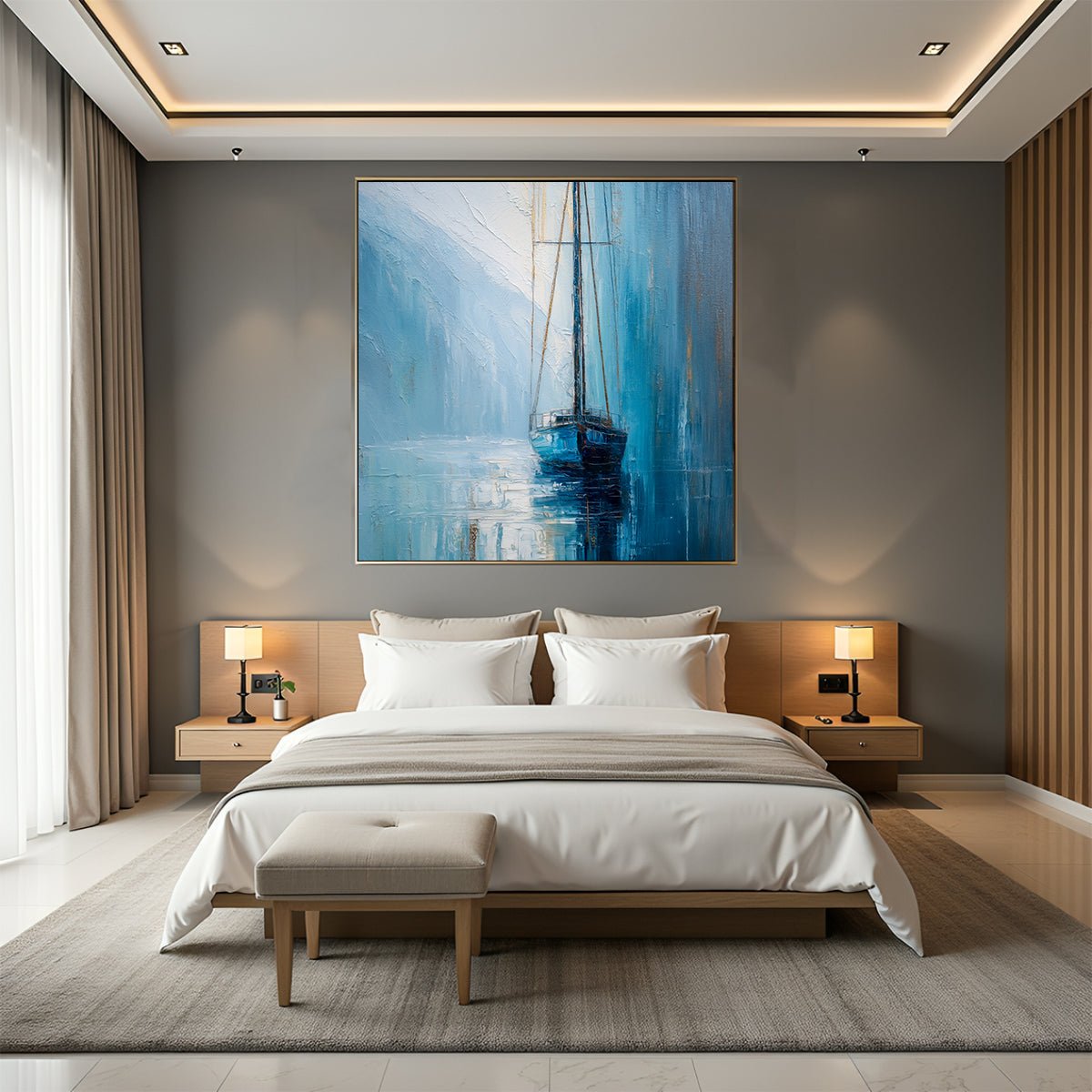 Stillhetens seilas – KI digital oljemaling trykket på papir, lerret, aluminium, akryl og tre | KBentz.no