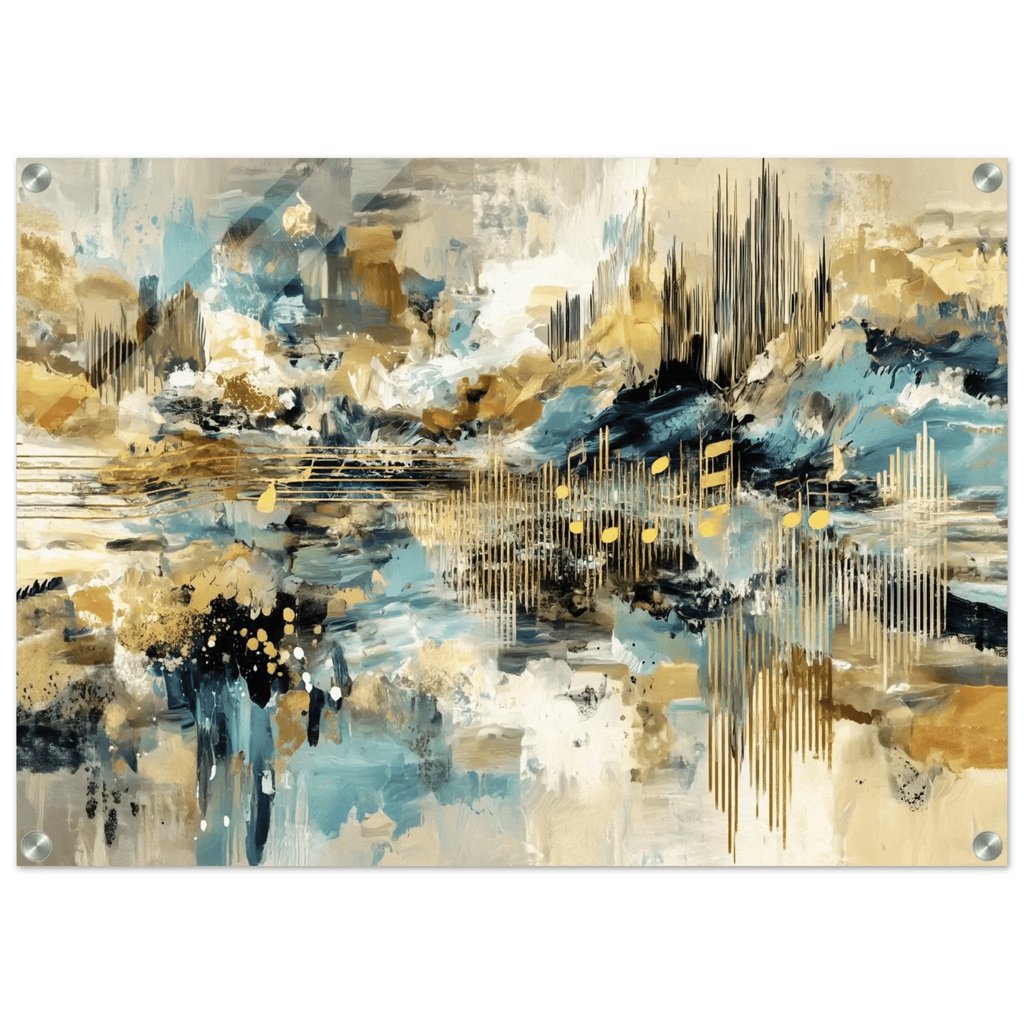 Symfoni i Gull – KI digital oljemaling trykket på papir, lerret, aluminium, akryl og tre | KBentz.no