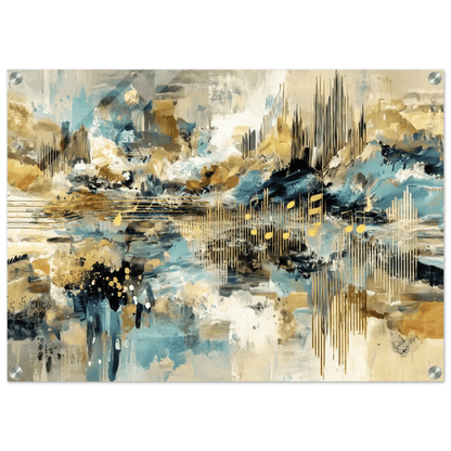 Symfoni i Gull – KI digital oljemaling trykket på papir, lerret, aluminium, akryl og tre | KBentz.no