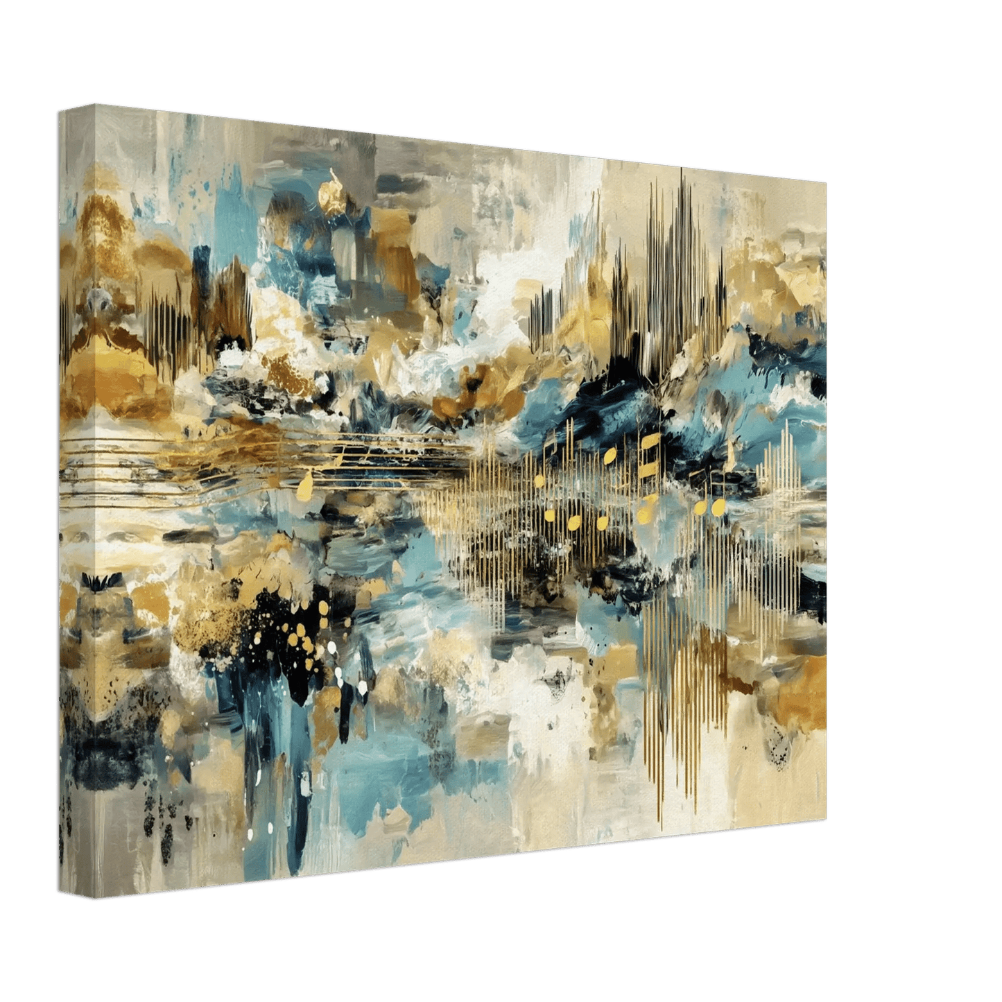 Symfoni i Gull – KI digital oljemaling trykket på papir, lerret, aluminium, akryl og tre | KBentz.no