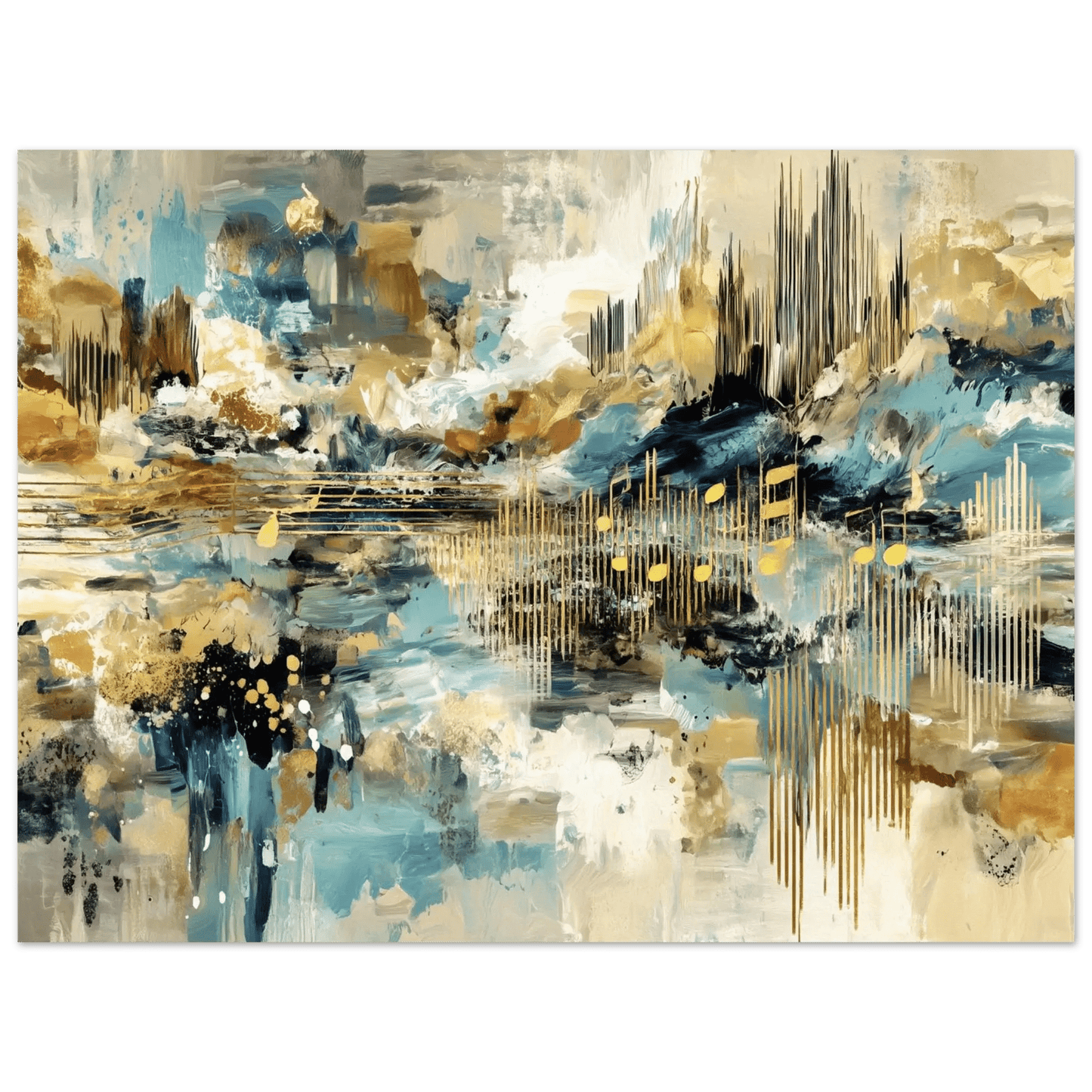 Symfoni i Gull – KI digital oljemaling trykket på papir, lerret, aluminium, akryl og tre | KBentz.no