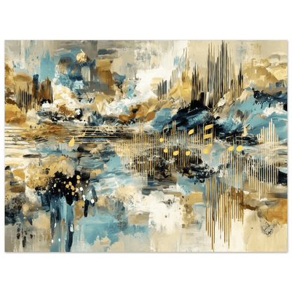 Symfoni i Gull – KI digital oljemaling trykket på papir, lerret, aluminium, akryl og tre | KBentz.no