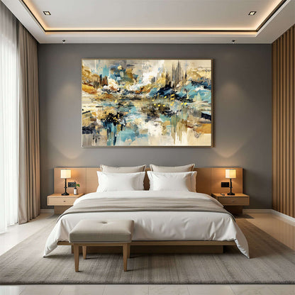 Symfoni i Gull – KI digital oljemaling trykket på papir, lerret, aluminium, akryl og tre | KBentz.no