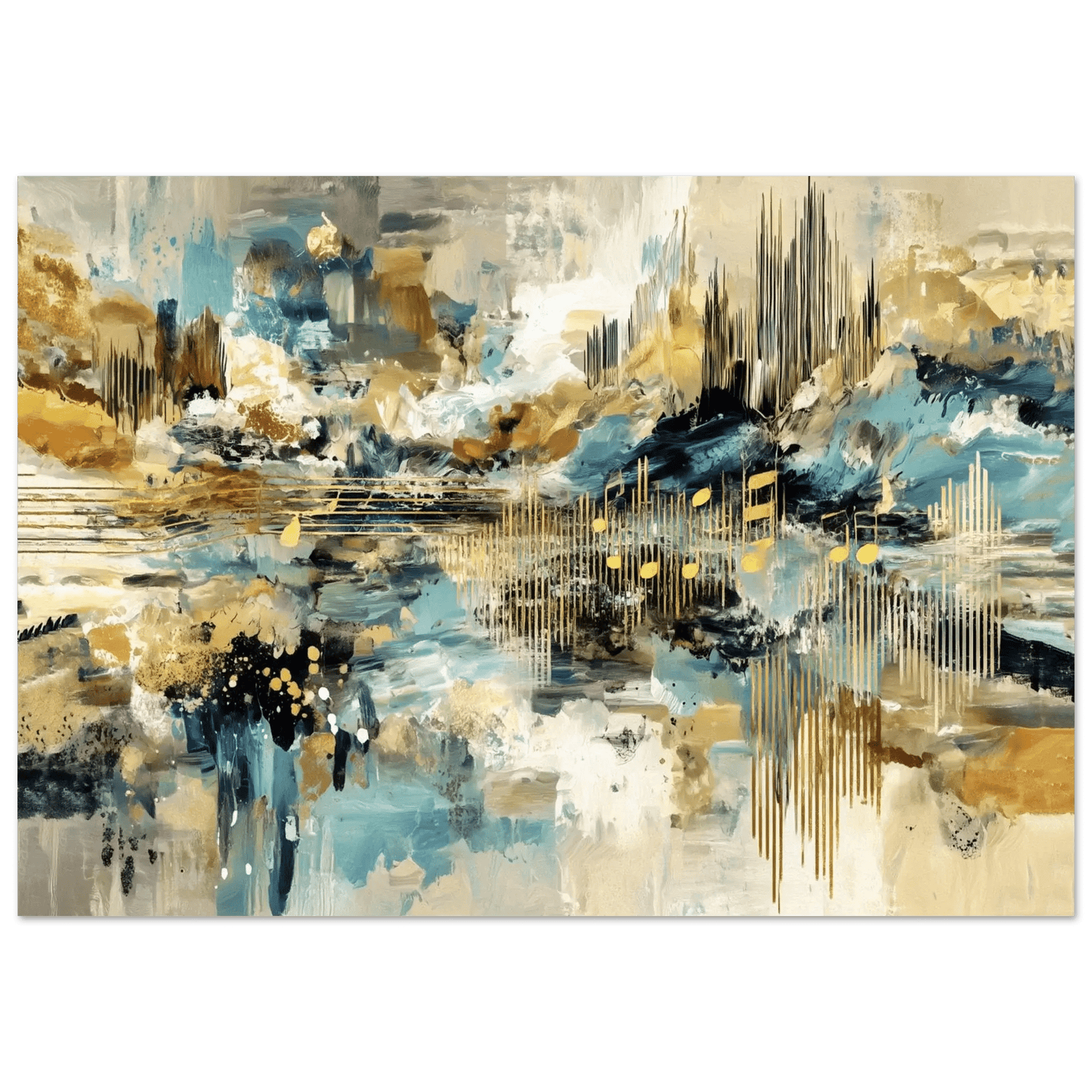 Symfoni i Gull – KI digital oljemaling trykket på papir, lerret, aluminium, akryl og tre | KBentz.no