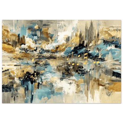 Symfoni i Gull – KI digital oljemaling trykket på papir, lerret, aluminium, akryl og tre | KBentz.no