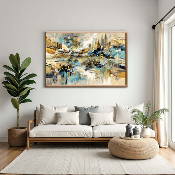 Symfoni i Gull – KI digital oljemaling trykket på papir, lerret, aluminium, akryl og tre | KBentz.no