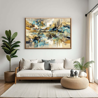 Symfoni i Gull – KI digital oljemaling trykket på papir, lerret, aluminium, akryl og tre | KBentz.no