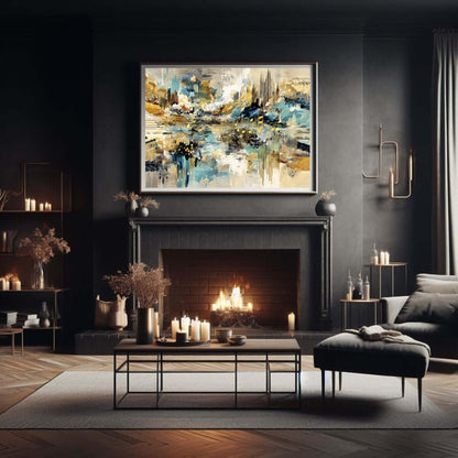 Symfoni i Gull – KI digital oljemaling trykket på papir, lerret, aluminium, akryl og tre | KBentz.no