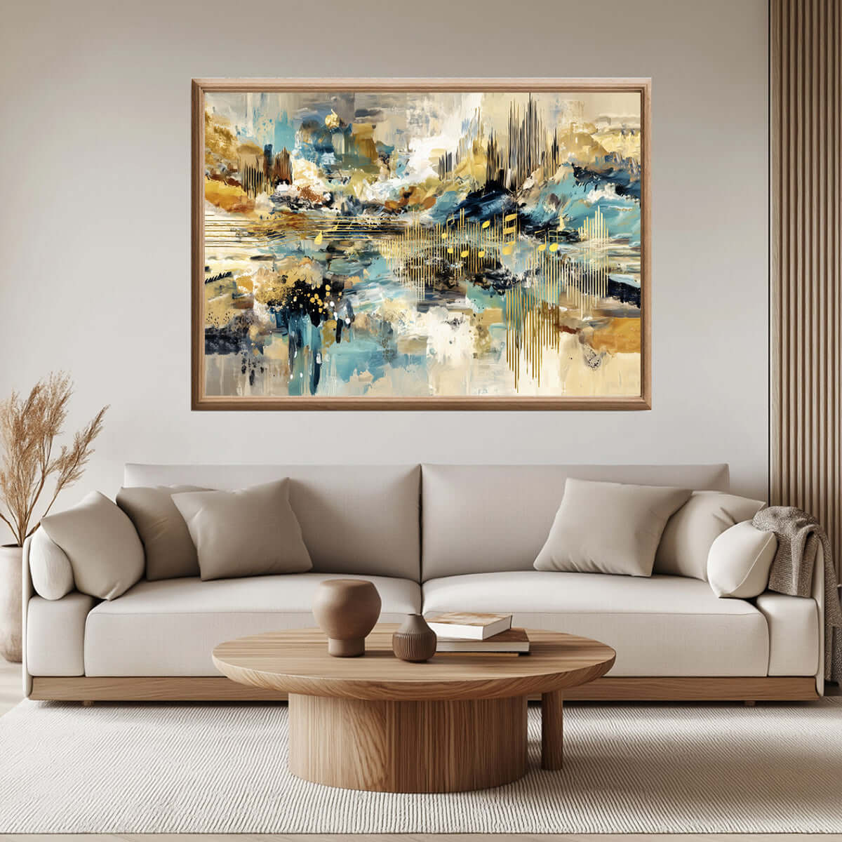 Symfoni i Gull – KI digital oljemaling trykket på papir, lerret, aluminium, akryl og tre | KBentz.no