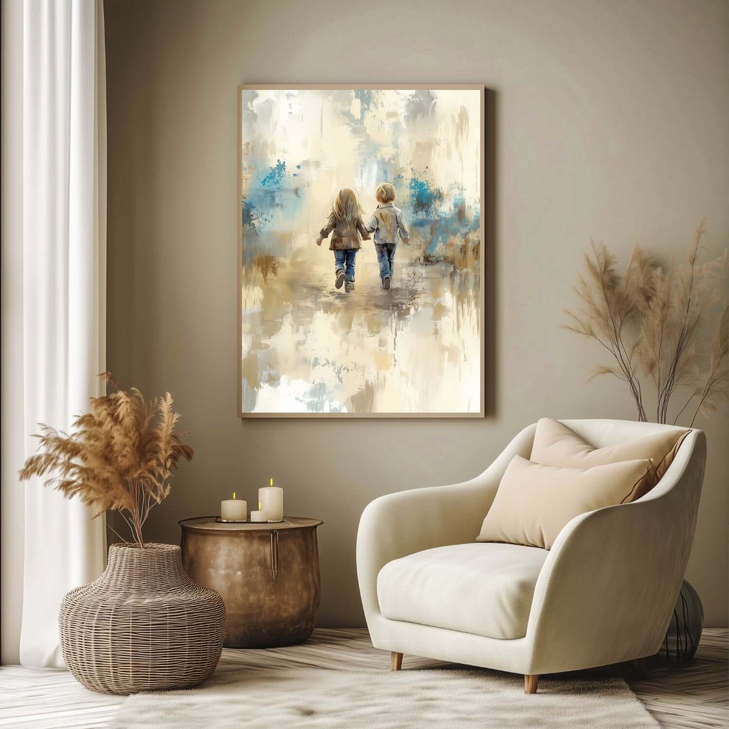 To små venner – KI digital oljemaling trykket på papir, lerret, aluminium, akryl og tre | KBentz.no