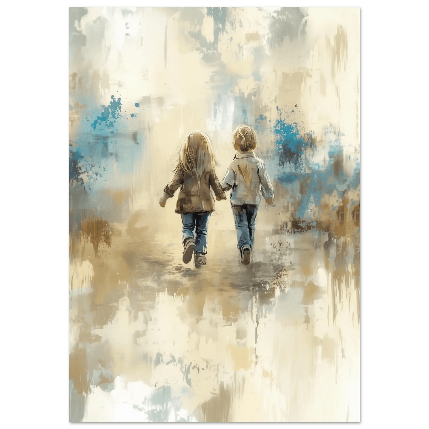 To små venner – KI digital oljemaling trykket på papir, lerret, aluminium, akryl og tre | KBentz.no