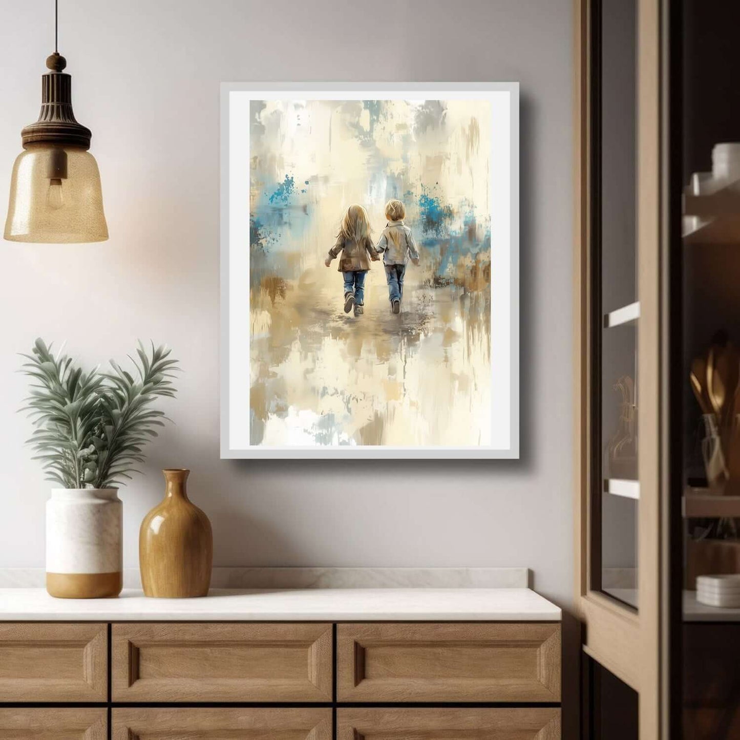 To små venner – KI digital oljemaling trykket på papir, lerret, aluminium, akryl og tre | KBentz.no