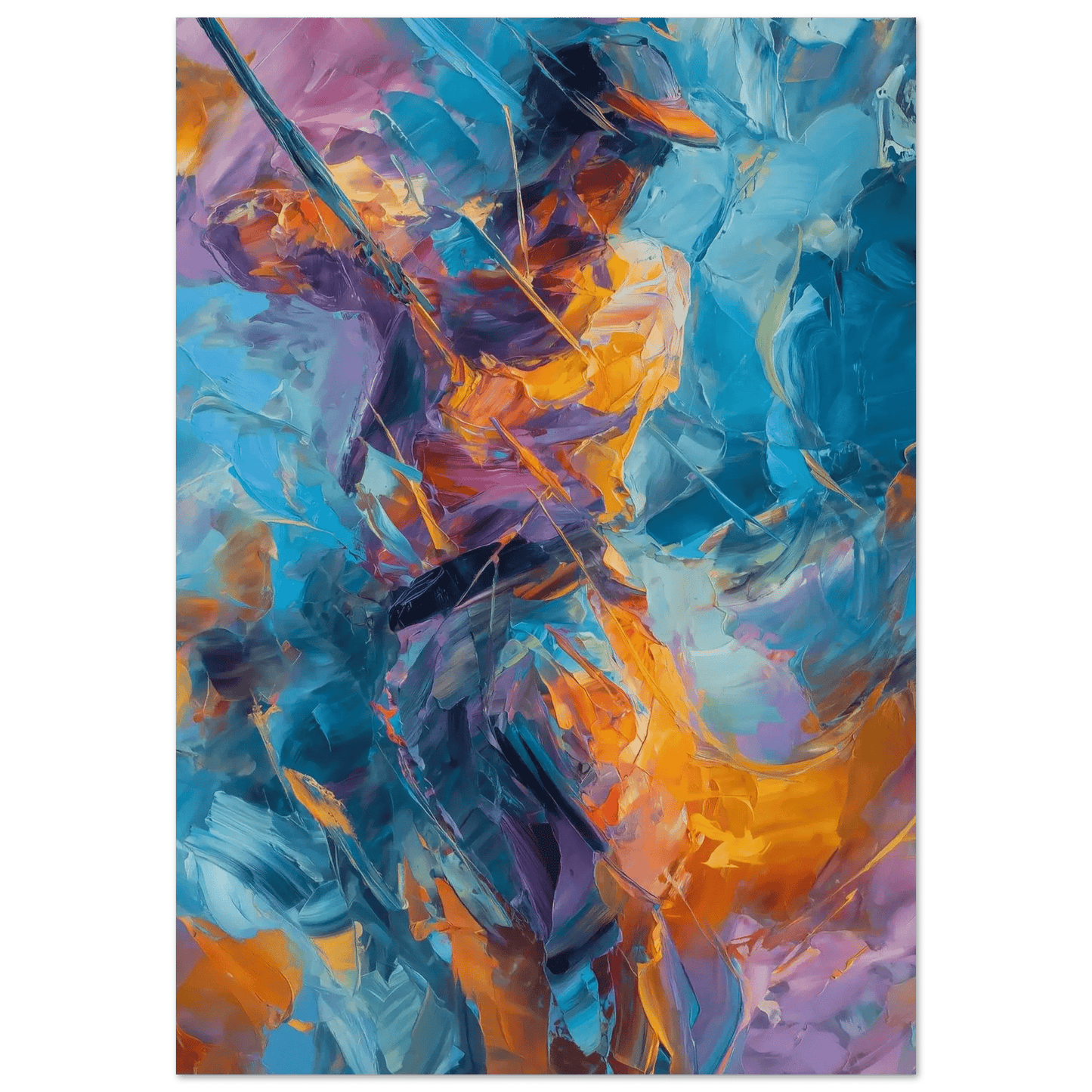 Turkis inferno – KI digital oljemaling trykket på papir, lerret, aluminium, akryl og tre | KBentz.no