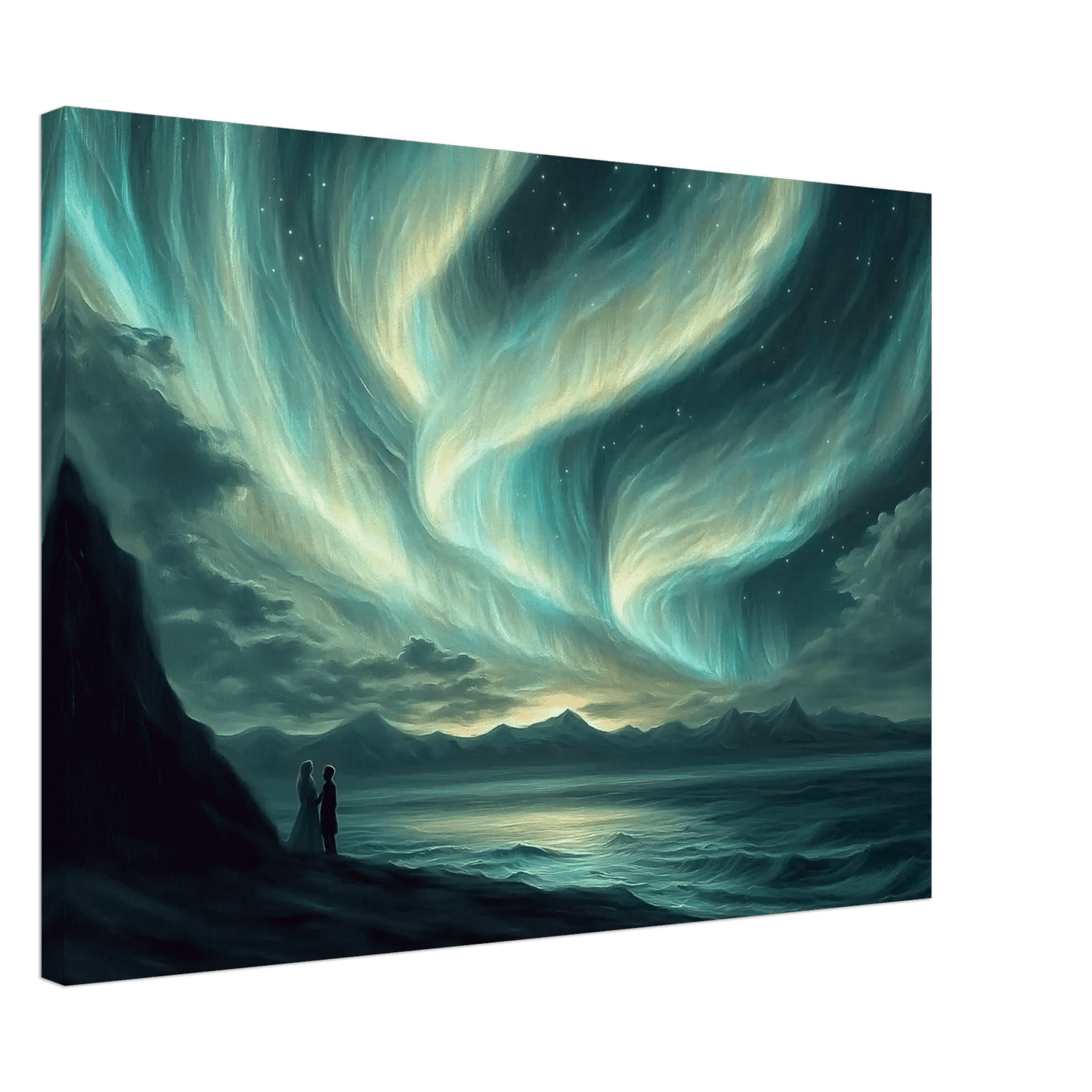 Under Nordlyset – KI digital oljemaling trykket på papir, lerret, aluminium, akryl og tre | KBentz.no