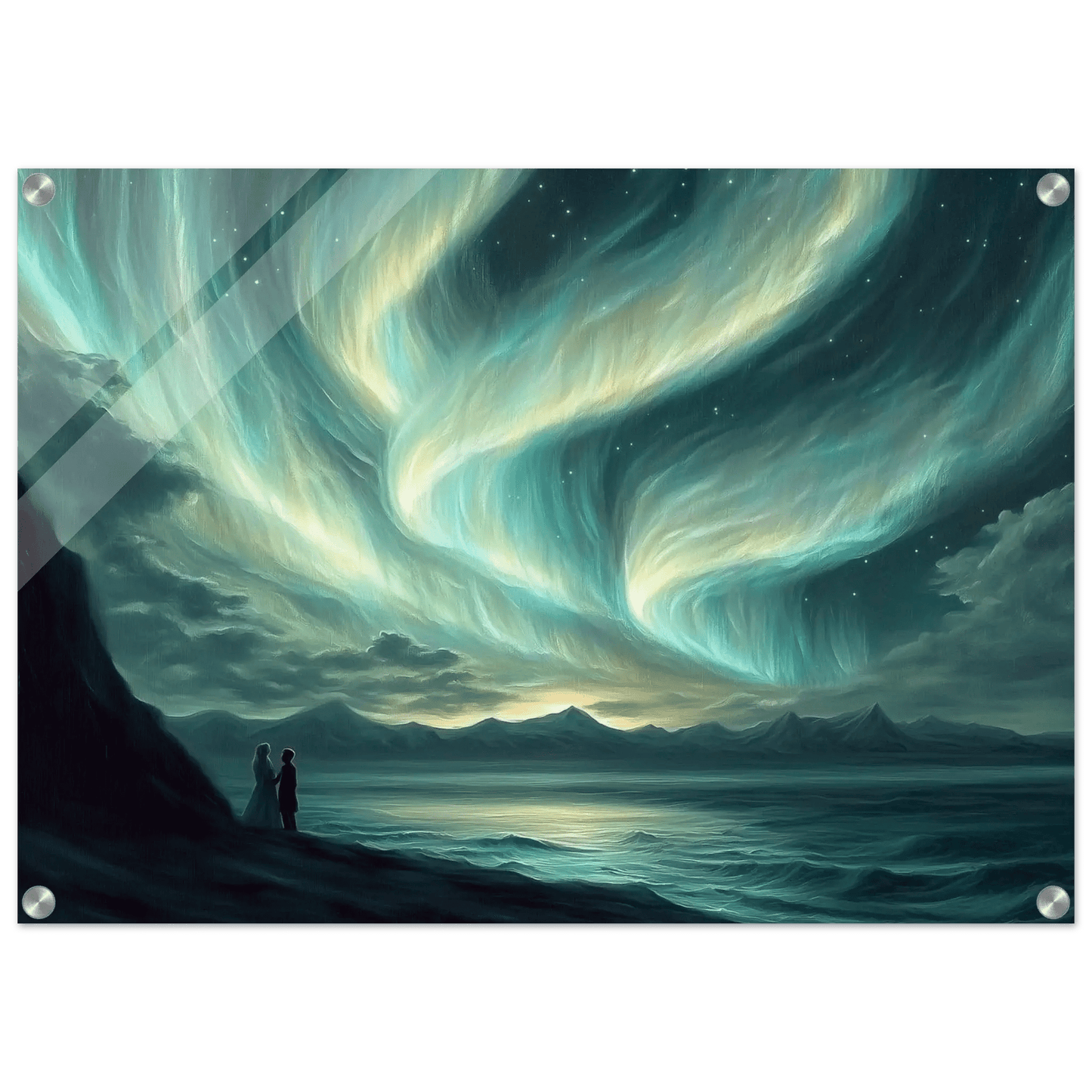 Under Nordlyset – KI digital oljemaling trykket på papir, lerret, aluminium, akryl og tre | KBentz.no