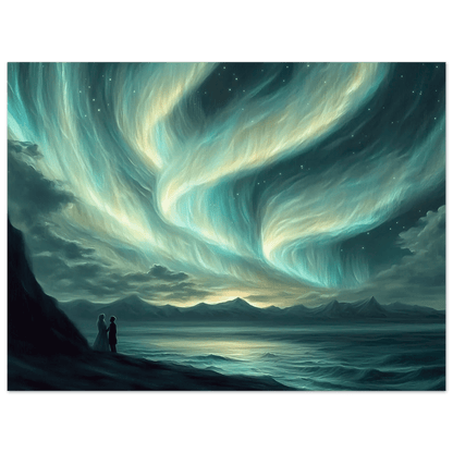 Under Nordlyset – KI digital oljemaling trykket på papir, lerret, aluminium, akryl og tre | KBentz.no
