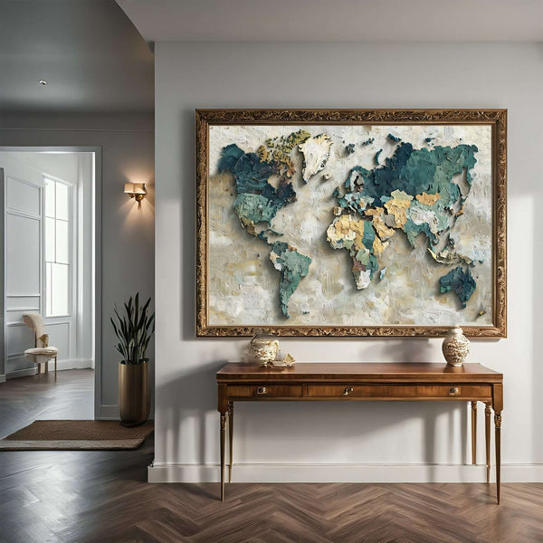 Verdenskart Impasto – KI digital oljemaling trykket på papir, lerret, aluminium, akryl og tre | KBentz.no