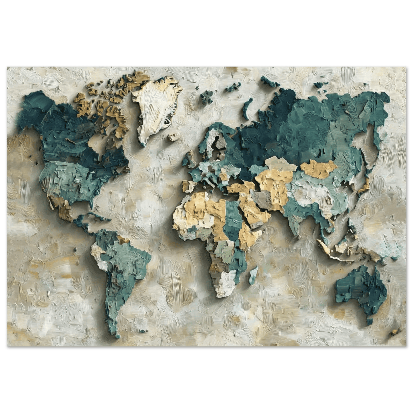 Verdenskart Impasto – KI digital oljemaling trykket på papir, lerret, aluminium, akryl og tre | KBentz.no