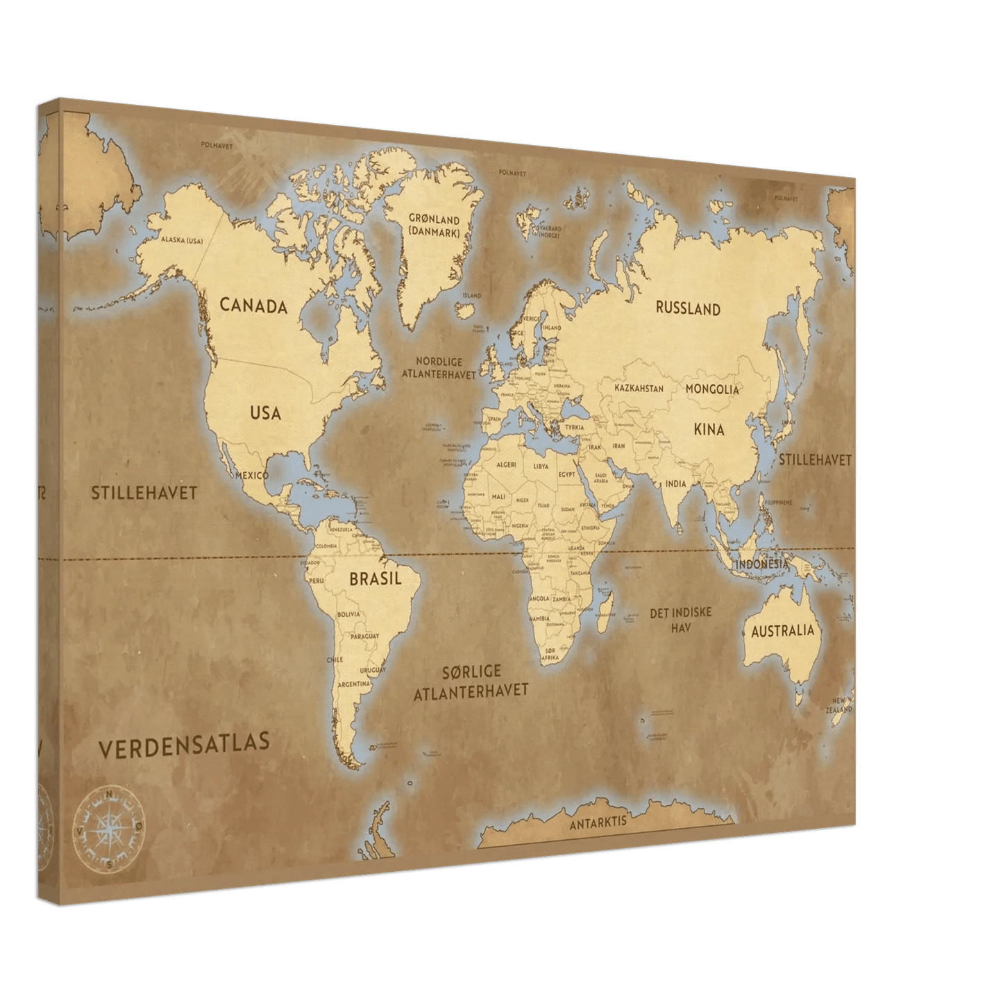 Verdenskart Klassisk – KI digital oljemaling trykket på papir, lerret, aluminium, akryl og tre | KBentz.no