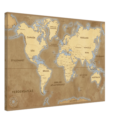 Verdenskart Klassisk – KI digital oljemaling trykket på papir, lerret, aluminium, akryl og tre | KBentz.no