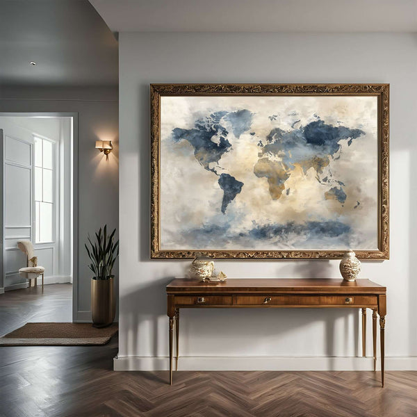 Verdenskart Signatur – KI digital oljemaling trykket på papir, lerret, aluminium, akryl og tre | KBentz.no
